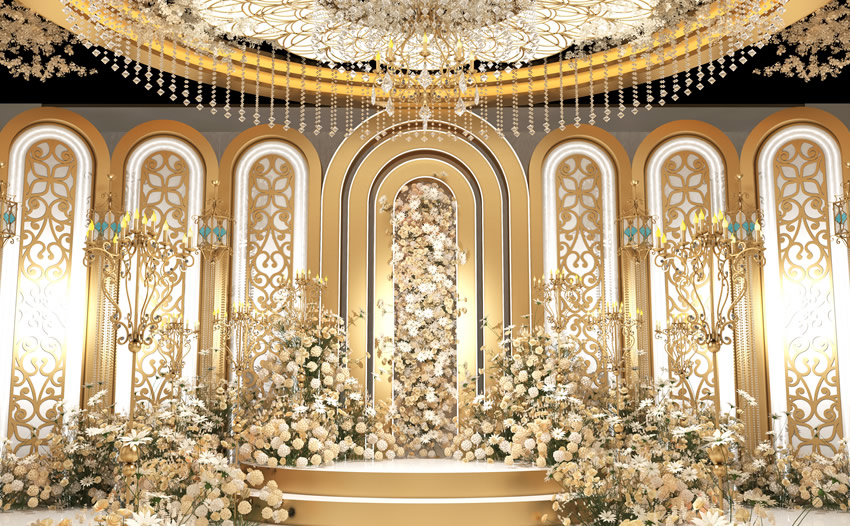 日照香槟色调婚礼堂效果展示